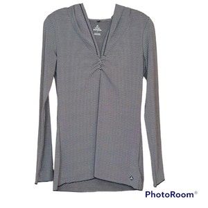 prAna Woman’s Hooded Long Sleeve Casual Striped Tee Size Small